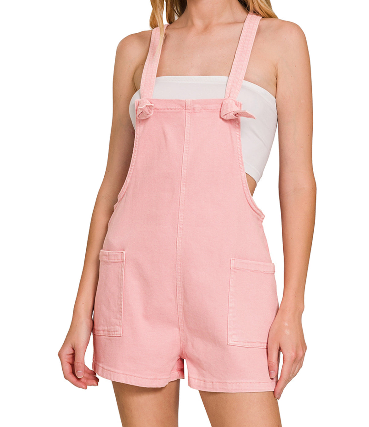Pink Penny Short Overalls