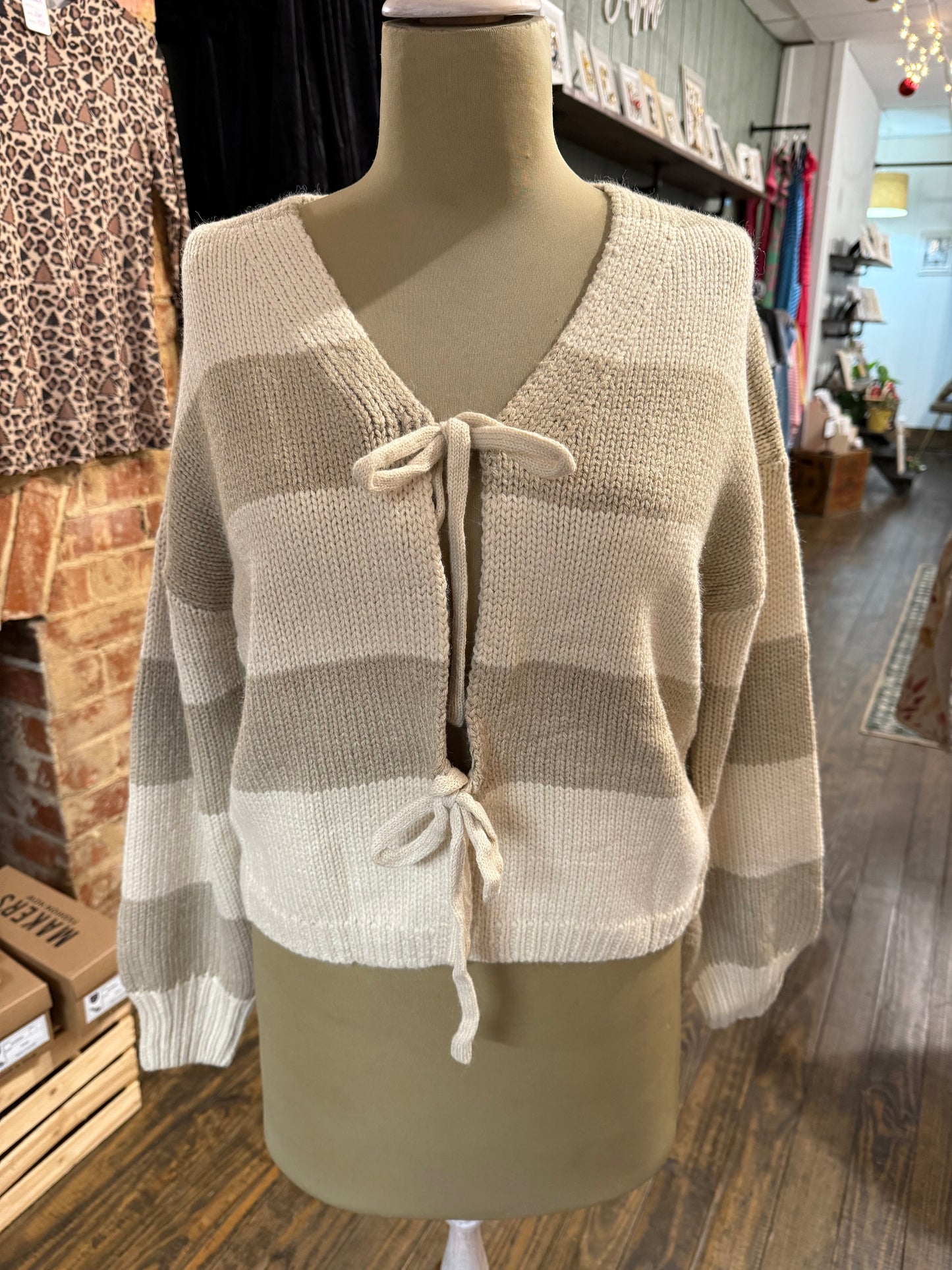 Color Block Tie Sweater