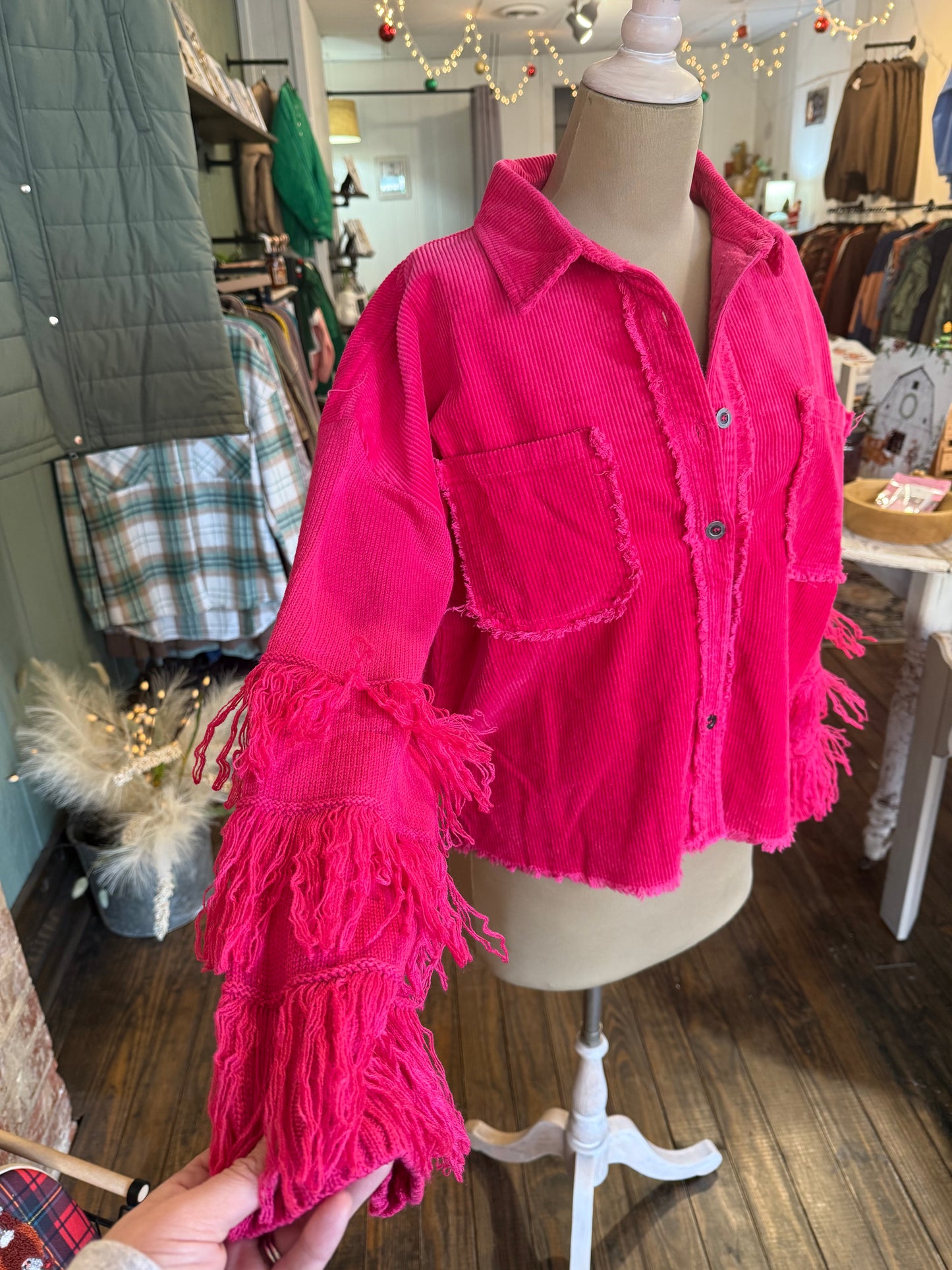Hot Pink Fringe Shacket