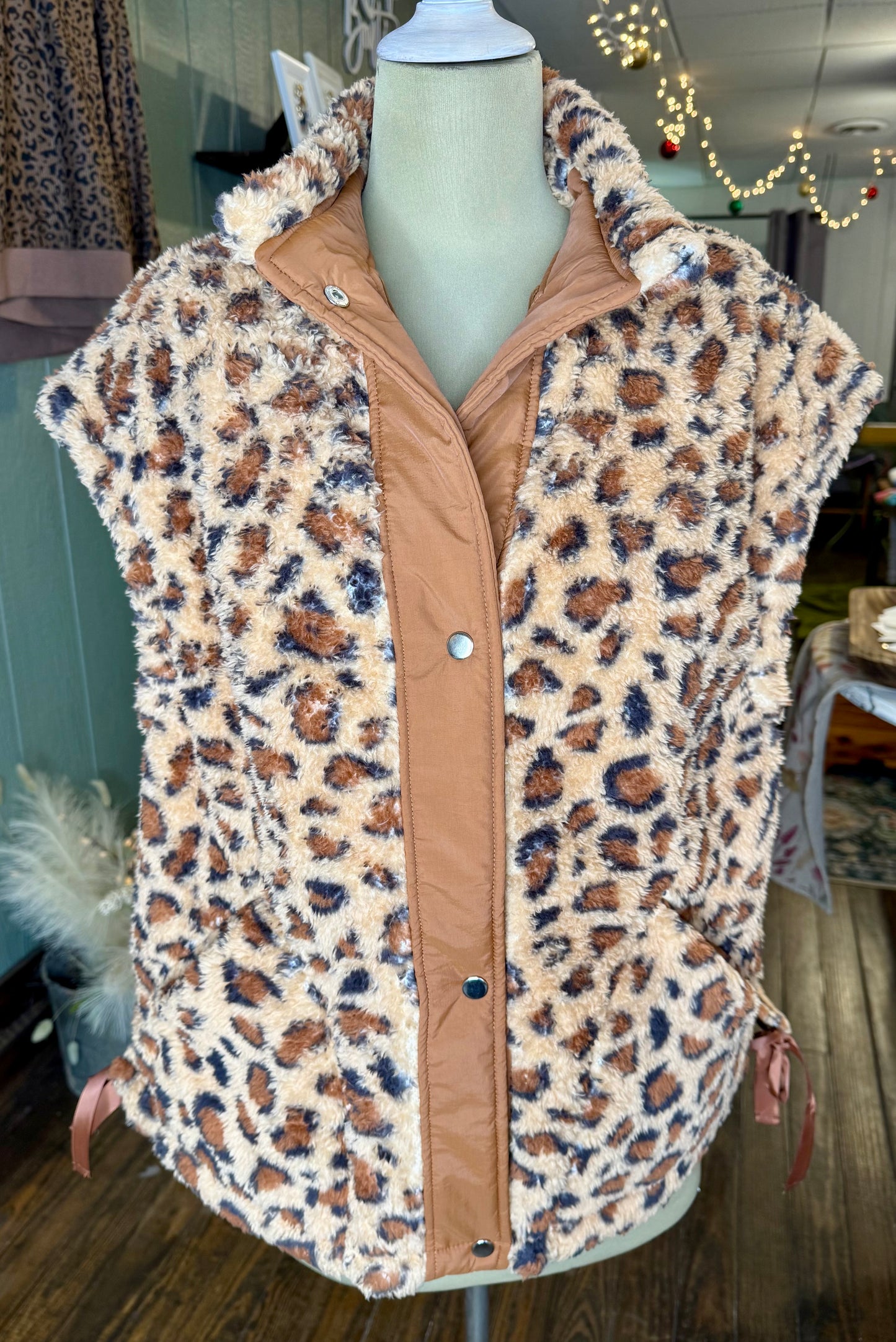 Leopard Sherpa Vest