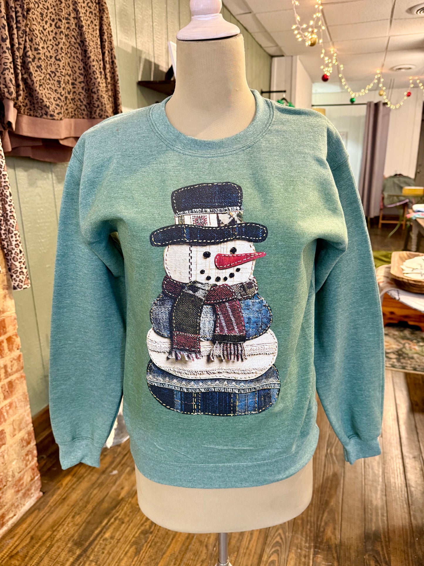 Patchwork Snowman Crewneck