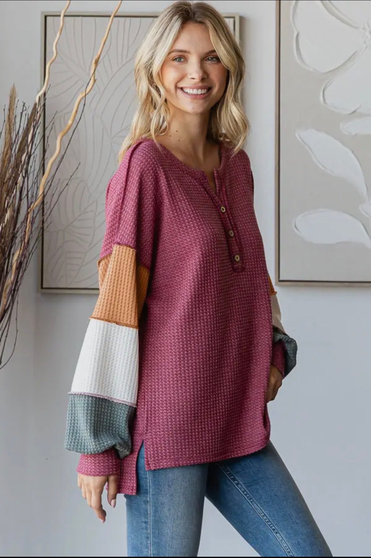 Burgundy Waffle Knit