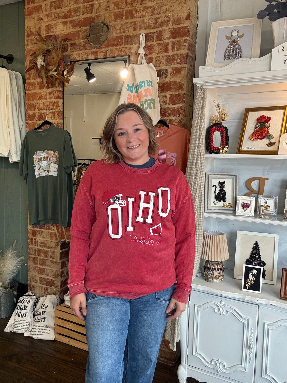 Ohio Red Football Crewneck