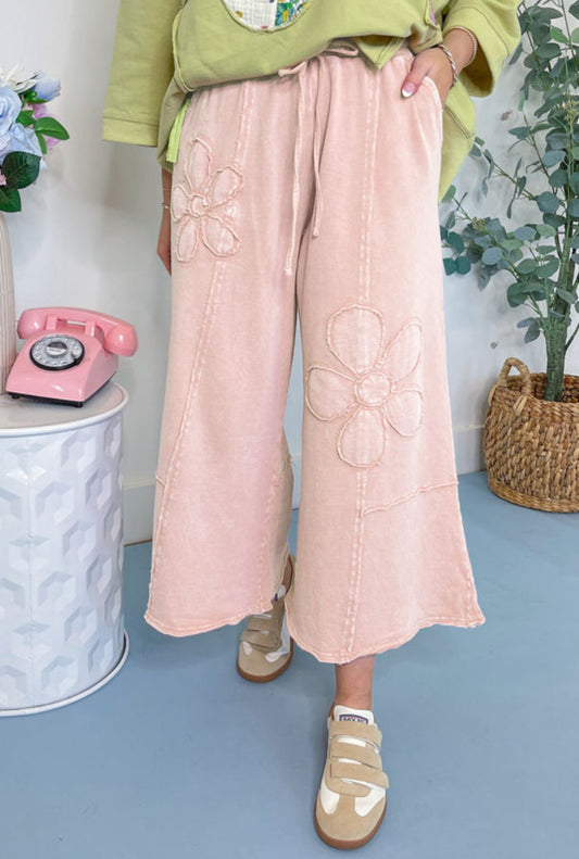 Pink Mineral Wash Flower Bottoms