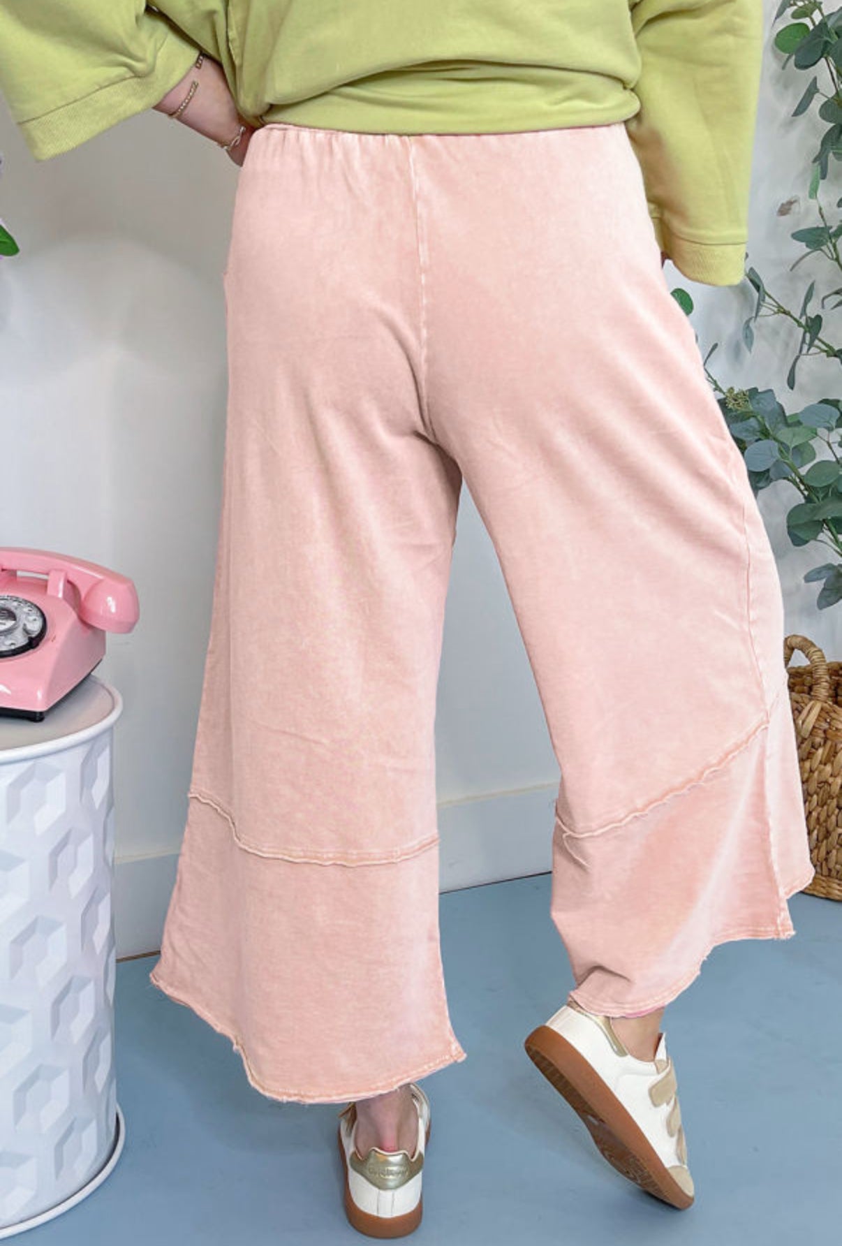 Pink Mineral Wash Flower Bottoms