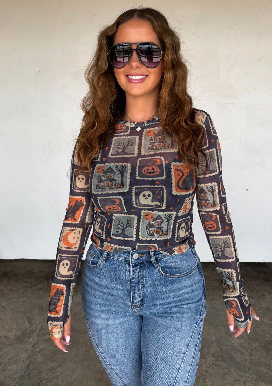 Vintage Halloween Mesh Top