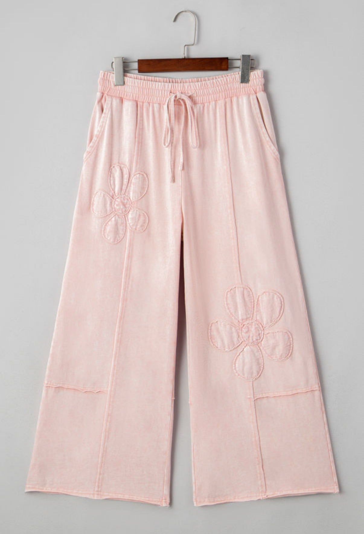 Pink Mineral Wash Flower Bottoms