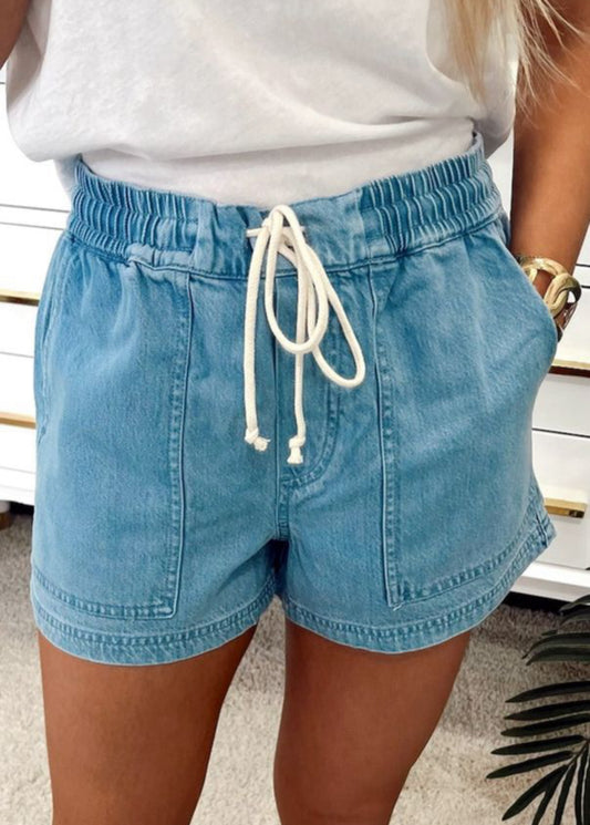 Denim Drawstring Shorts
