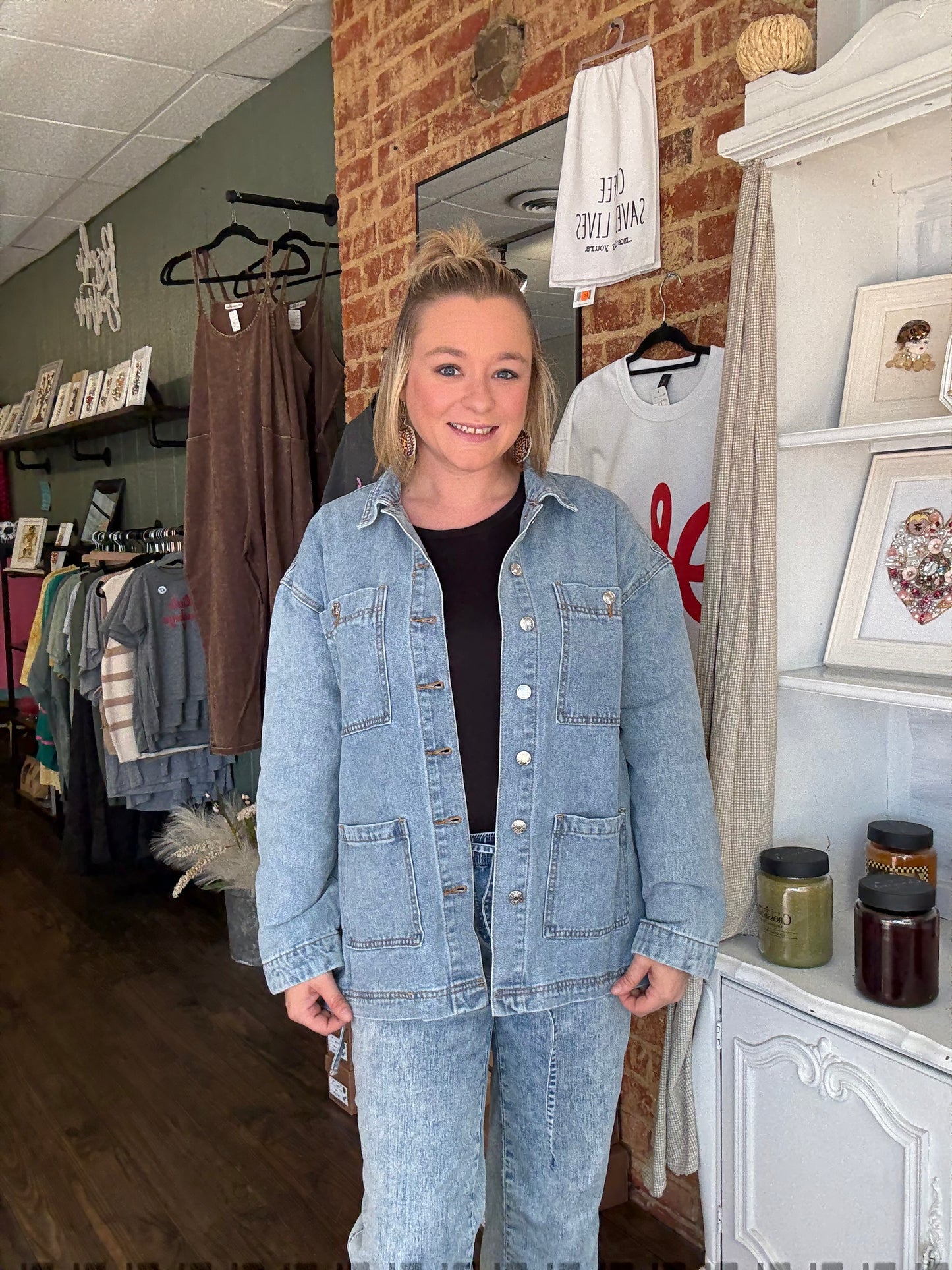 Denim Jacket with Bow Detail
