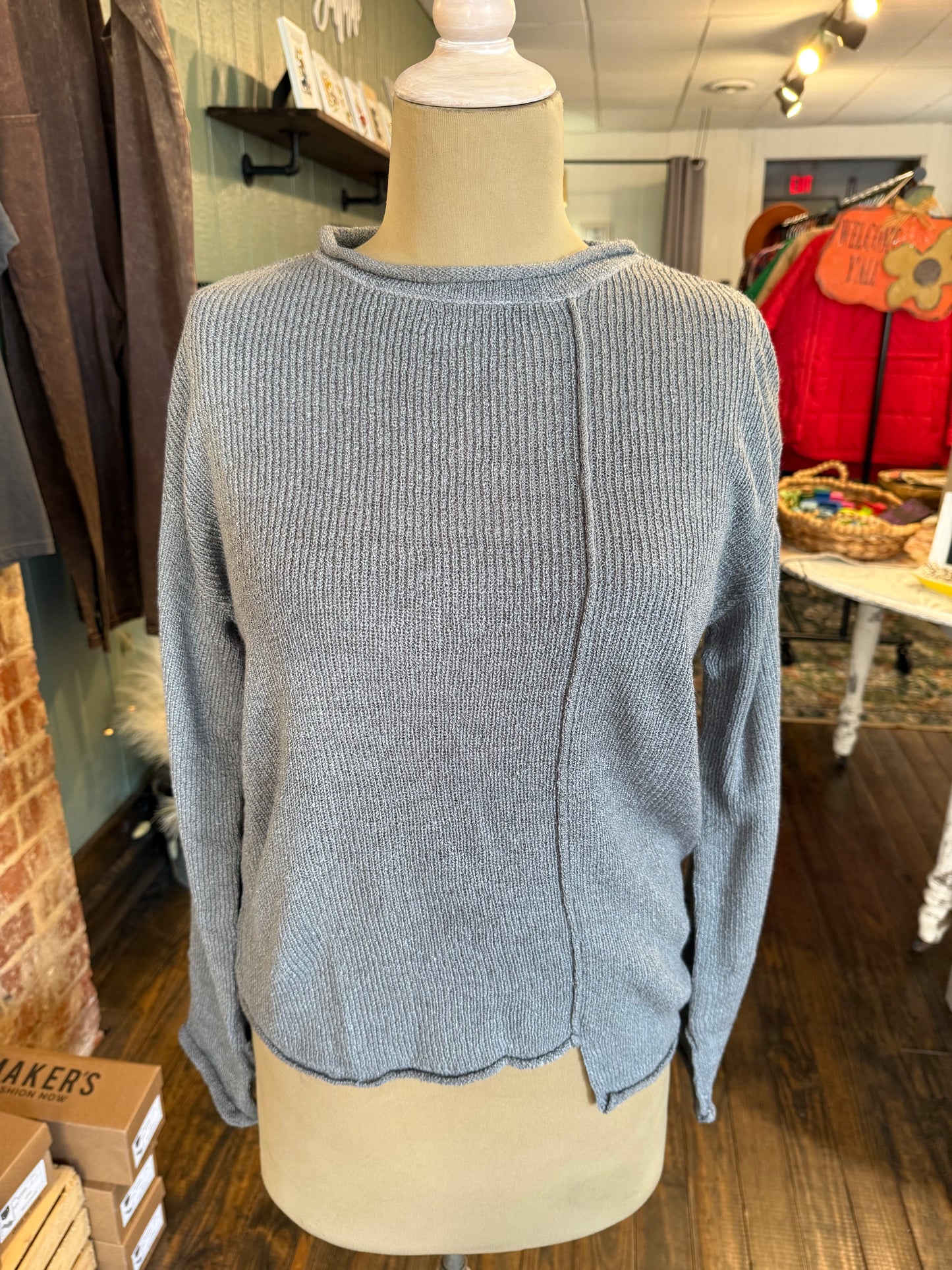 Gray Waffle Knit