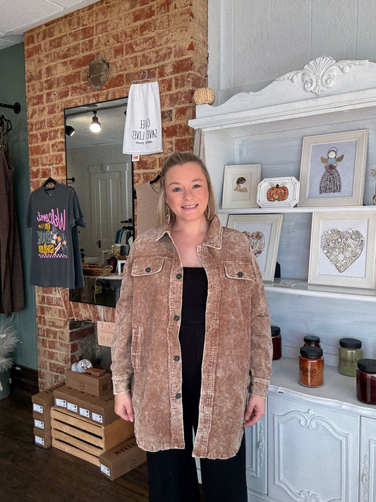 Mineral Wash Khaki Shacket