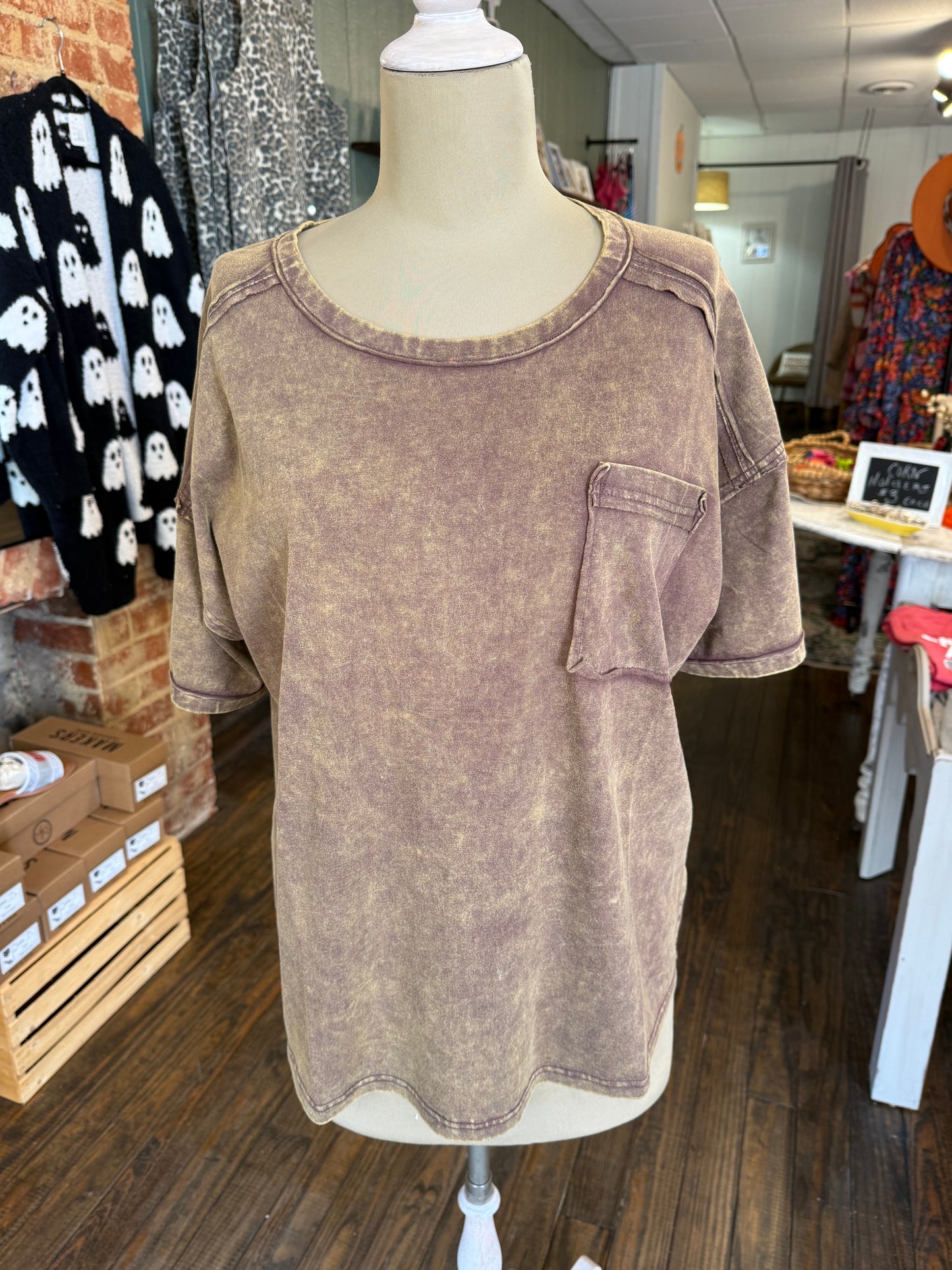 Mahogany Mineral Wash Curvy Top