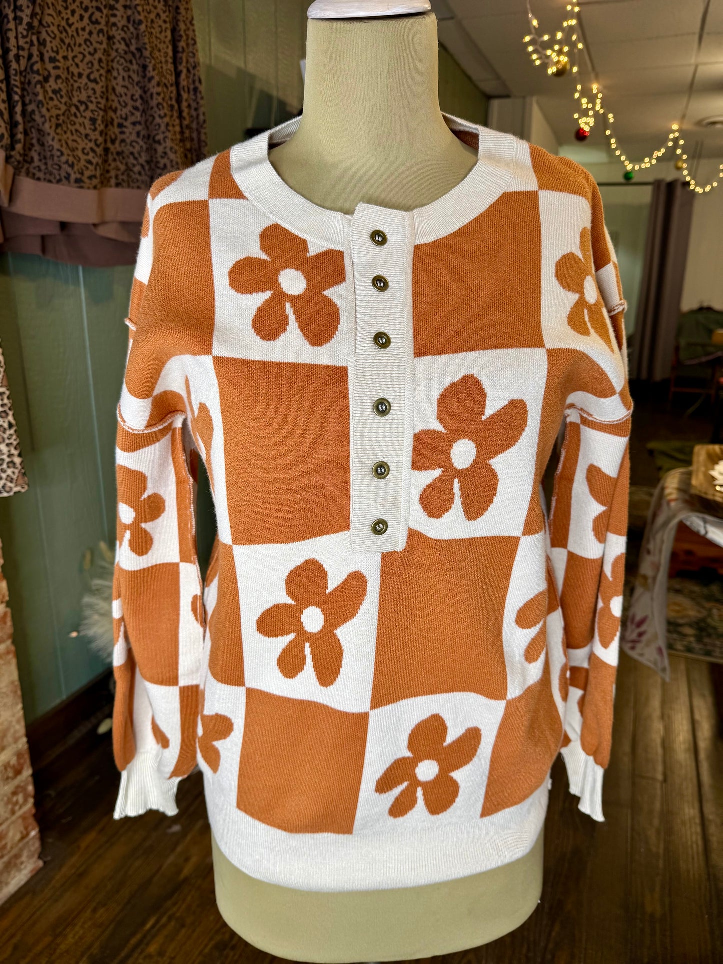 Flower Power Rust Sweater