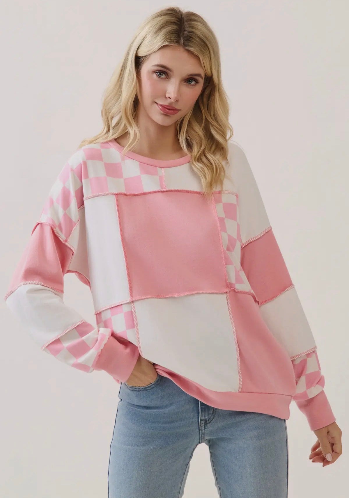 Pink Checker Top