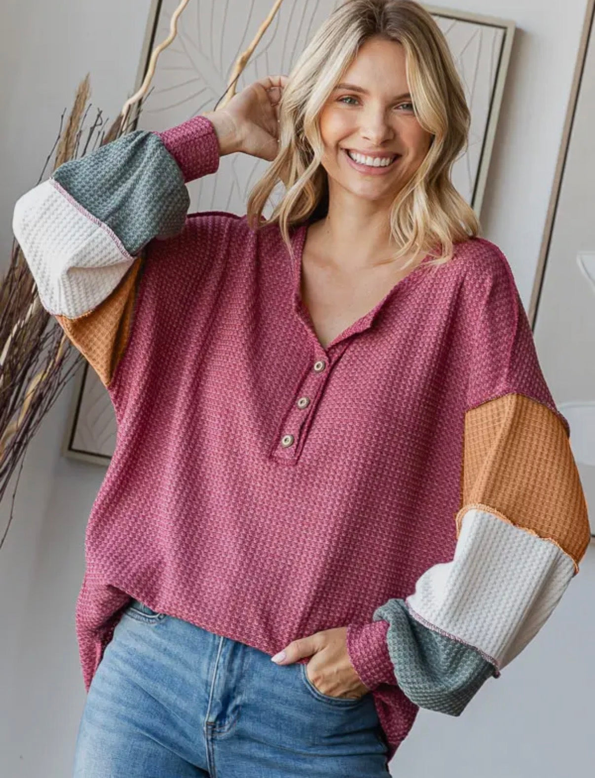 Burgundy Waffle Knit