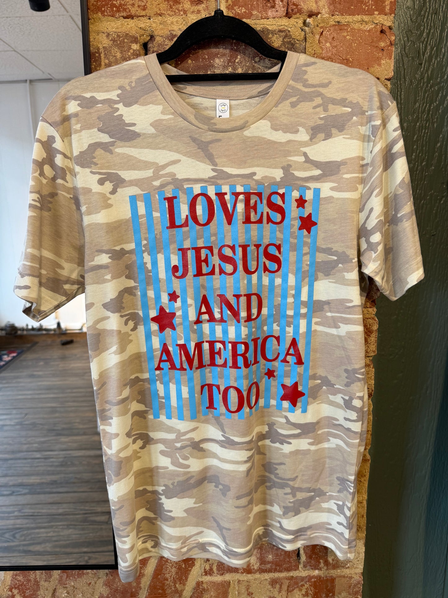Loves Jesus And America Too Tee